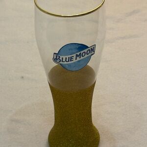 Gold Glitter Blue Moon Beer Glass
